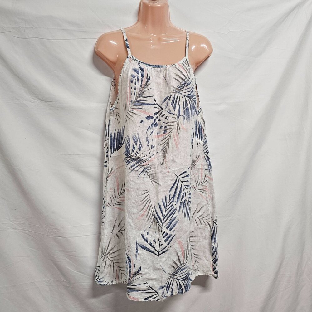 Lungo L'arno Tropical Sun Dress Women Size M White Linen - Picture 3 of 14